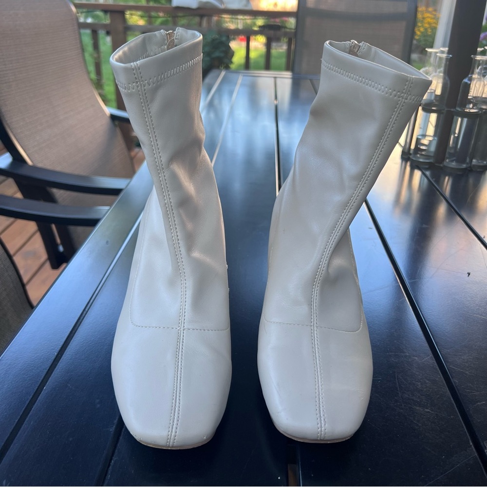 Missguided Square Toe Boots Beige